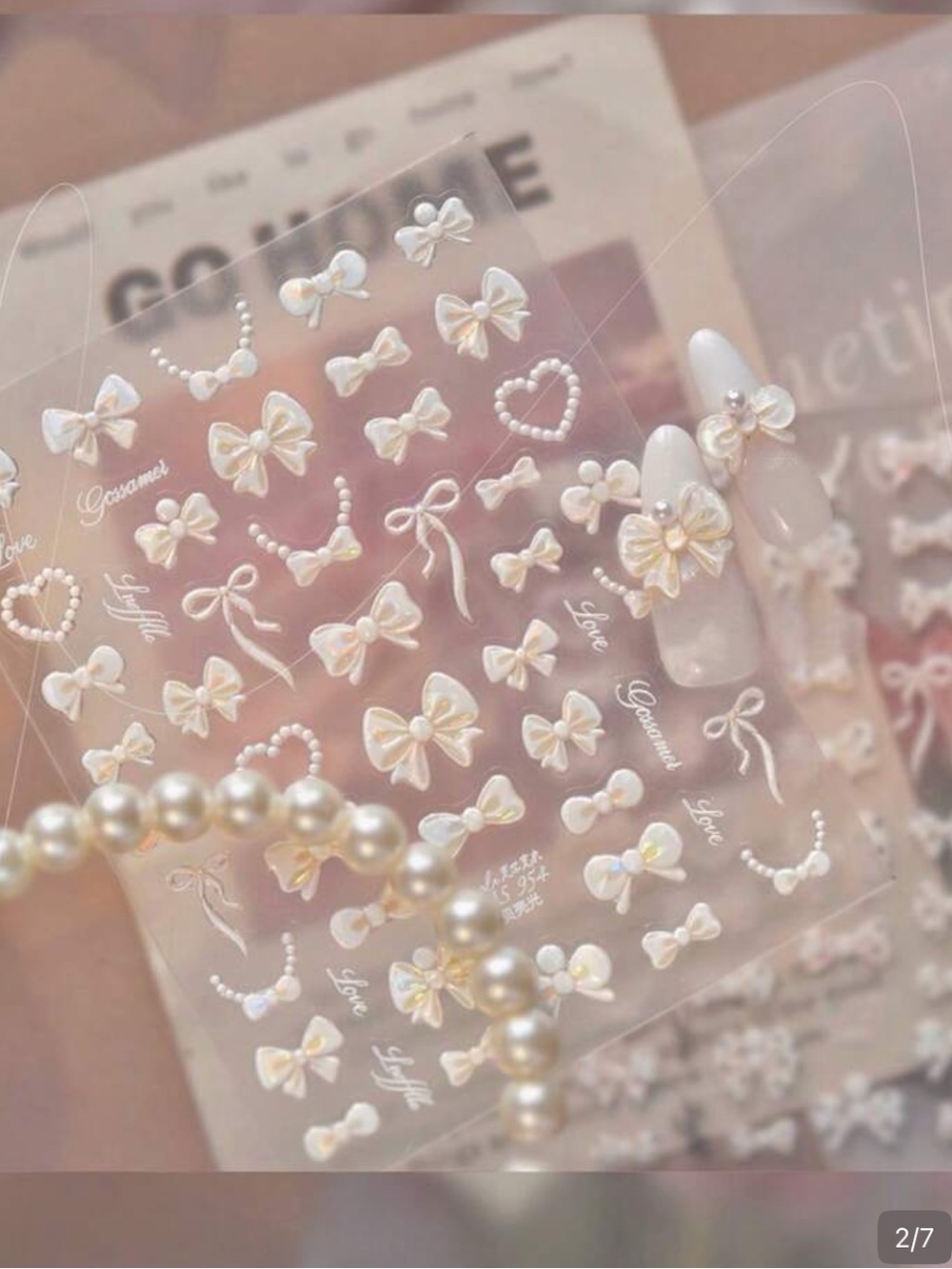 Nail Art designs designer bows ribbon design one sheet stickers manicure pedi 💅 - Picture 2 of 3